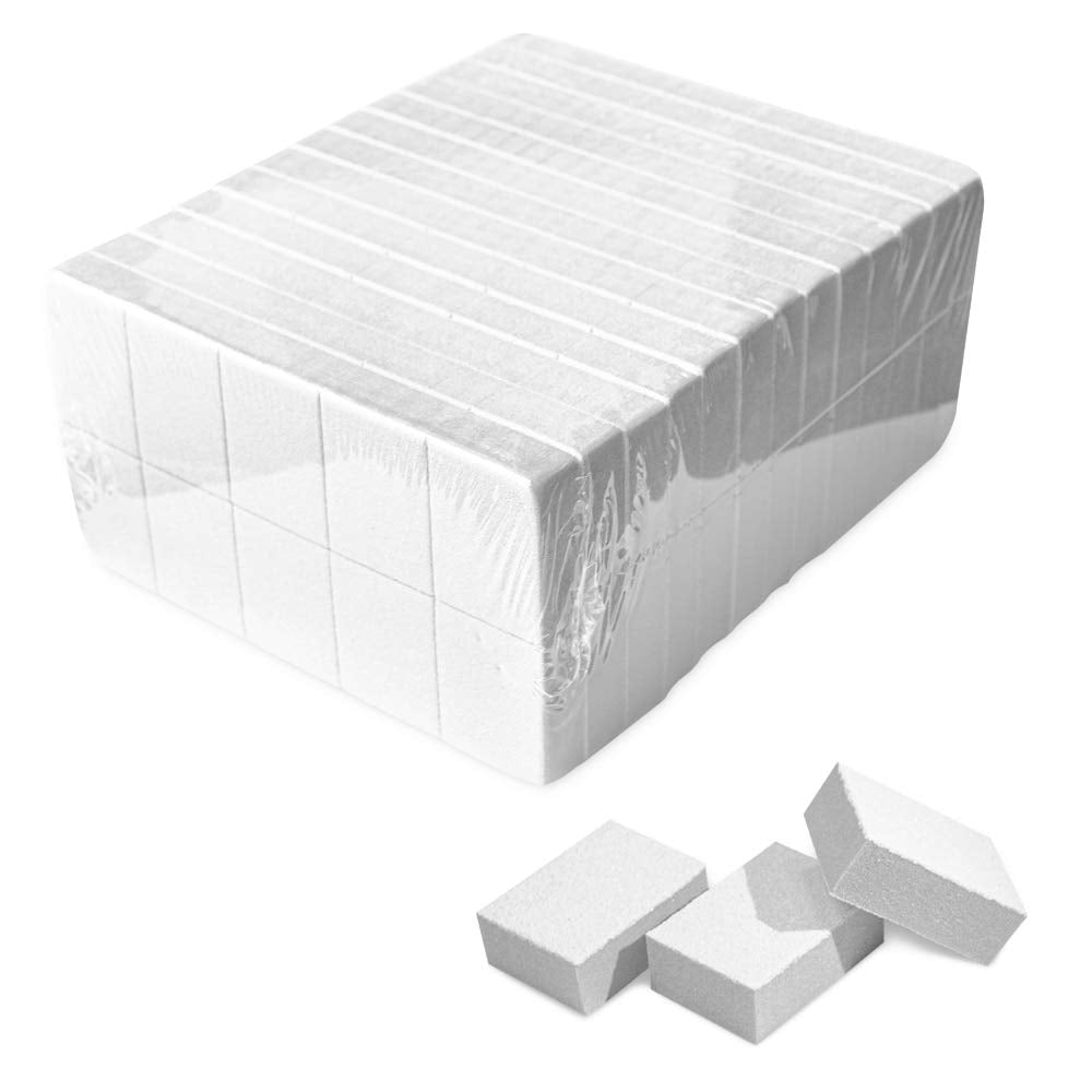 Karlash Nail Mini White Buffer Block front view with two-sided 80/100 grit for prep