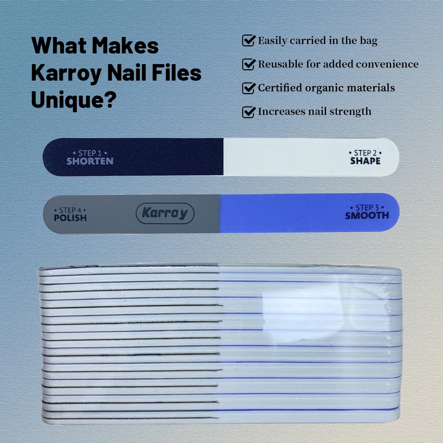 Karroy lima eliminación de acrílico facilita transiciones entre uñas.