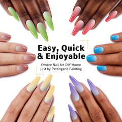 Karroy gel para uñas gradiente, colores vivos para un look de graduación.