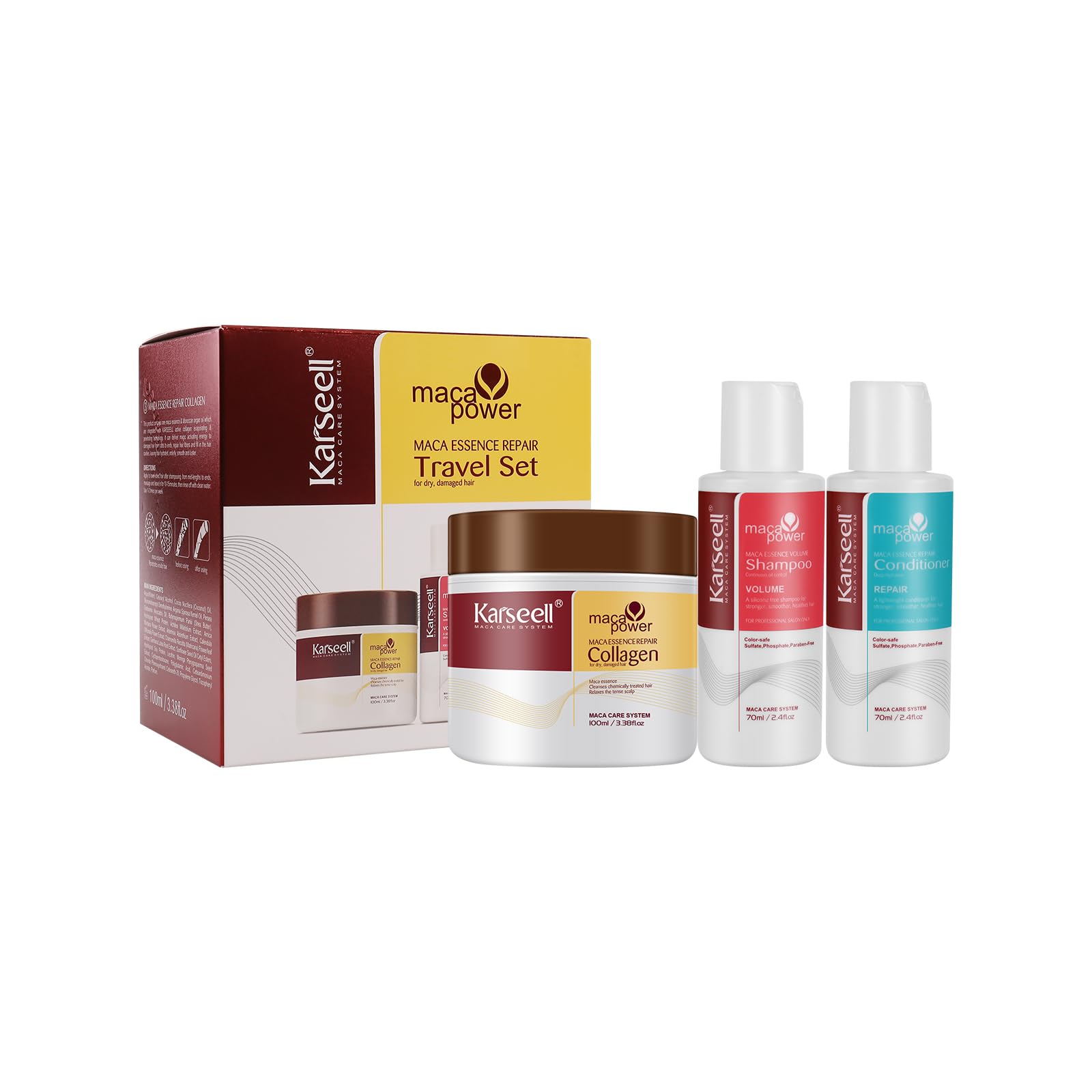 Karseell champú de viaje de 70 ml para cabello limpio y nutrido.