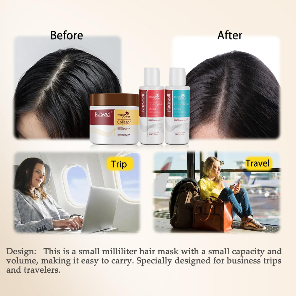 Karseell kit de cabello de viaje, 3 piezas, compacto para viajar.