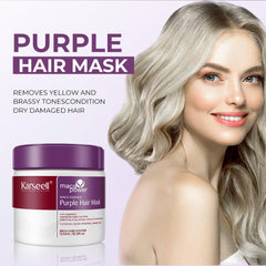 Aplicación de la mascarilla púrpura Karseell en el cabello