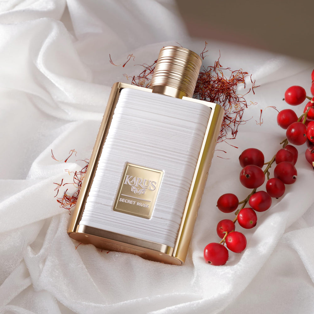 Empaque elegante de Karus Secret Musk para regalo o colección.
