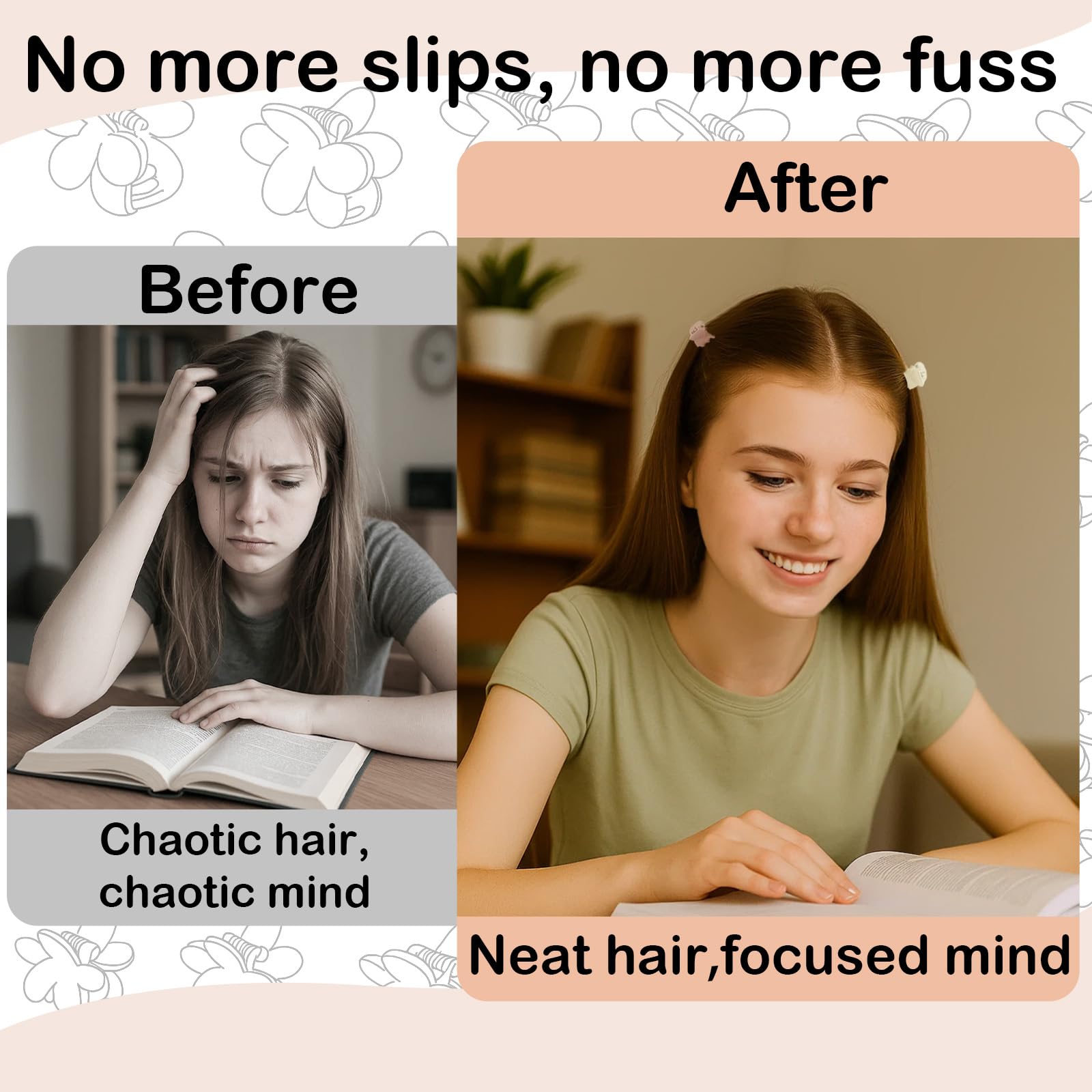 Kasmena clip pequeño mate para trenzas y peinados cortos