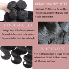 Katspon cabello natural 24 pulgadas, onda corporal, color negro natural