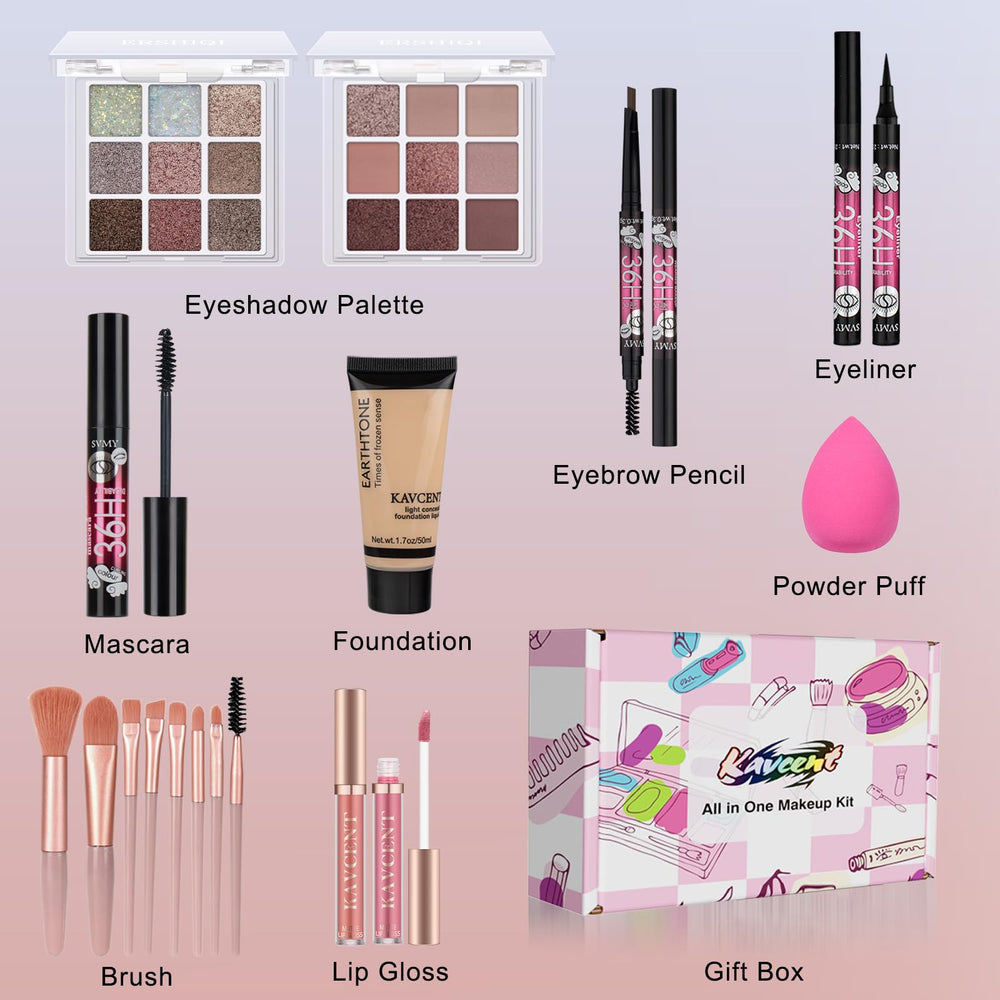 KAVCENT conjunto maquillaje adolescentes: base de cobertura natural para un acabado uniforme.
