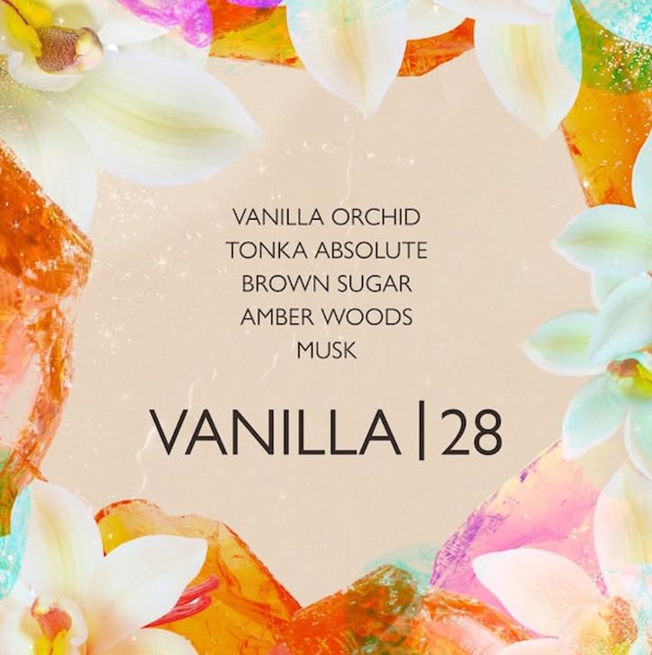 KAYALI Vanilla 28 botella-cristal, luz que realza notas cálidas.