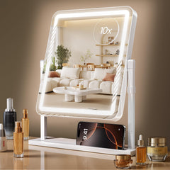 Kcavvi espejo de vanidad con luces, giro 360° para maquillaje cómodo.