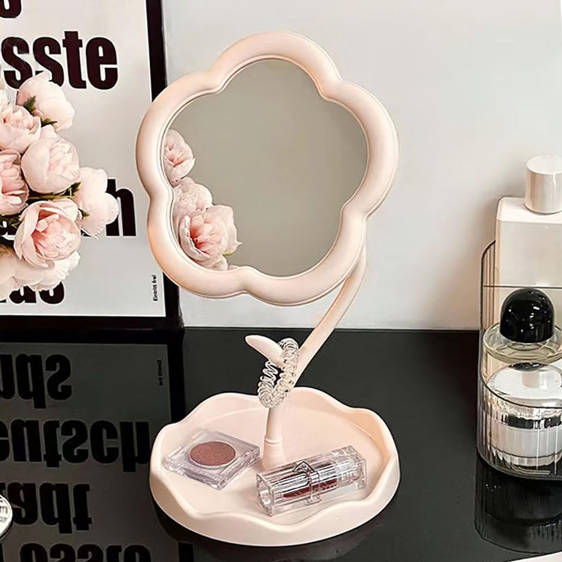 KEAINVRN espejo de escritorio 360 grados, conveniente para retoques rápidos.