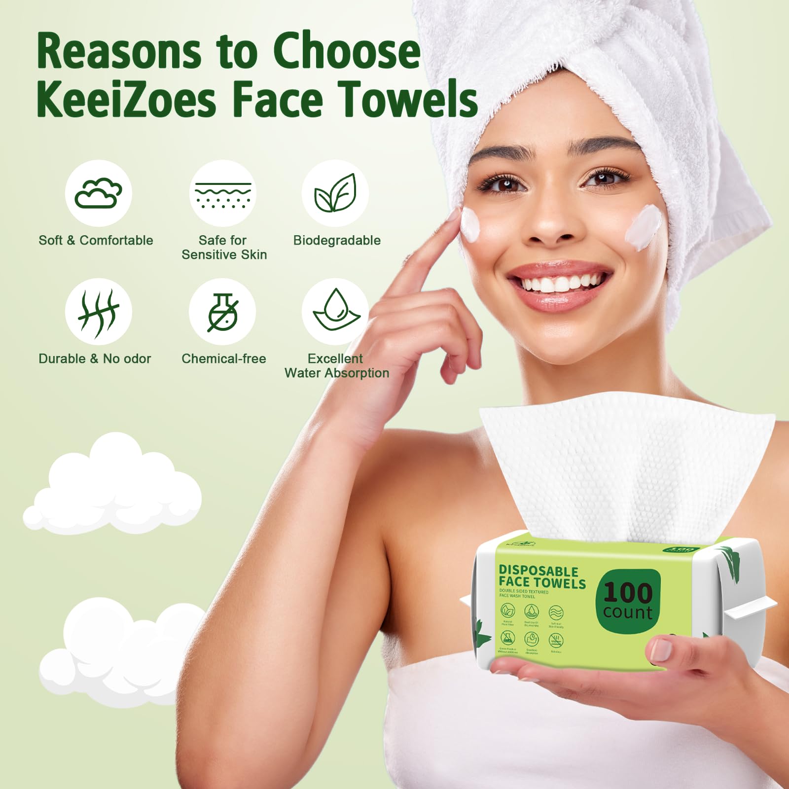KeeiZoes toallas faciales doble cara para remover maquillaje suave