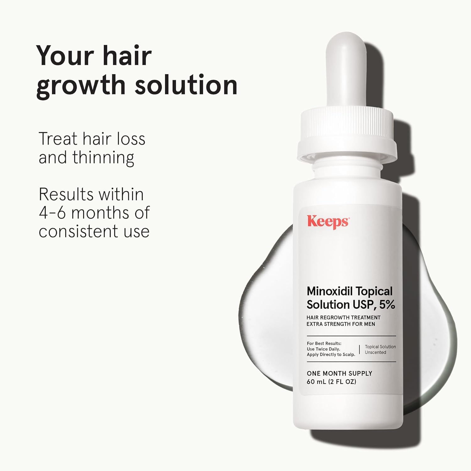 Keeps Minoxidil 5% serum para cabello mejora la densidad y crecimiento.