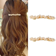 Barrette Kefley de perlas doradas para un look elegante en cualquier ocasión.
