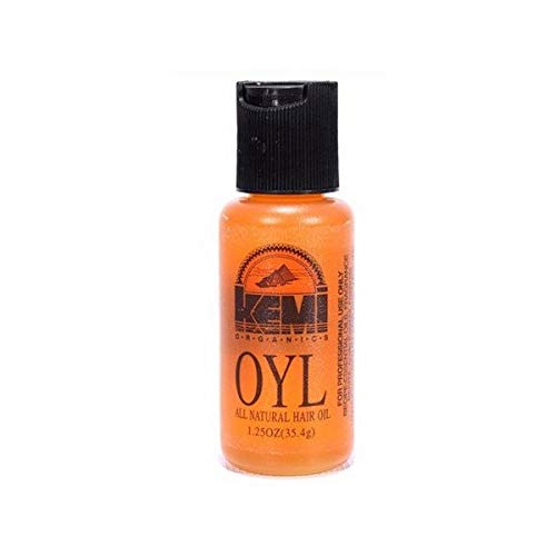 Kemi OYL Lite botella vertiendo aceite capilar para brillo y manejo