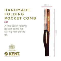Kent 20T folding pocket comb closed fits in pocket