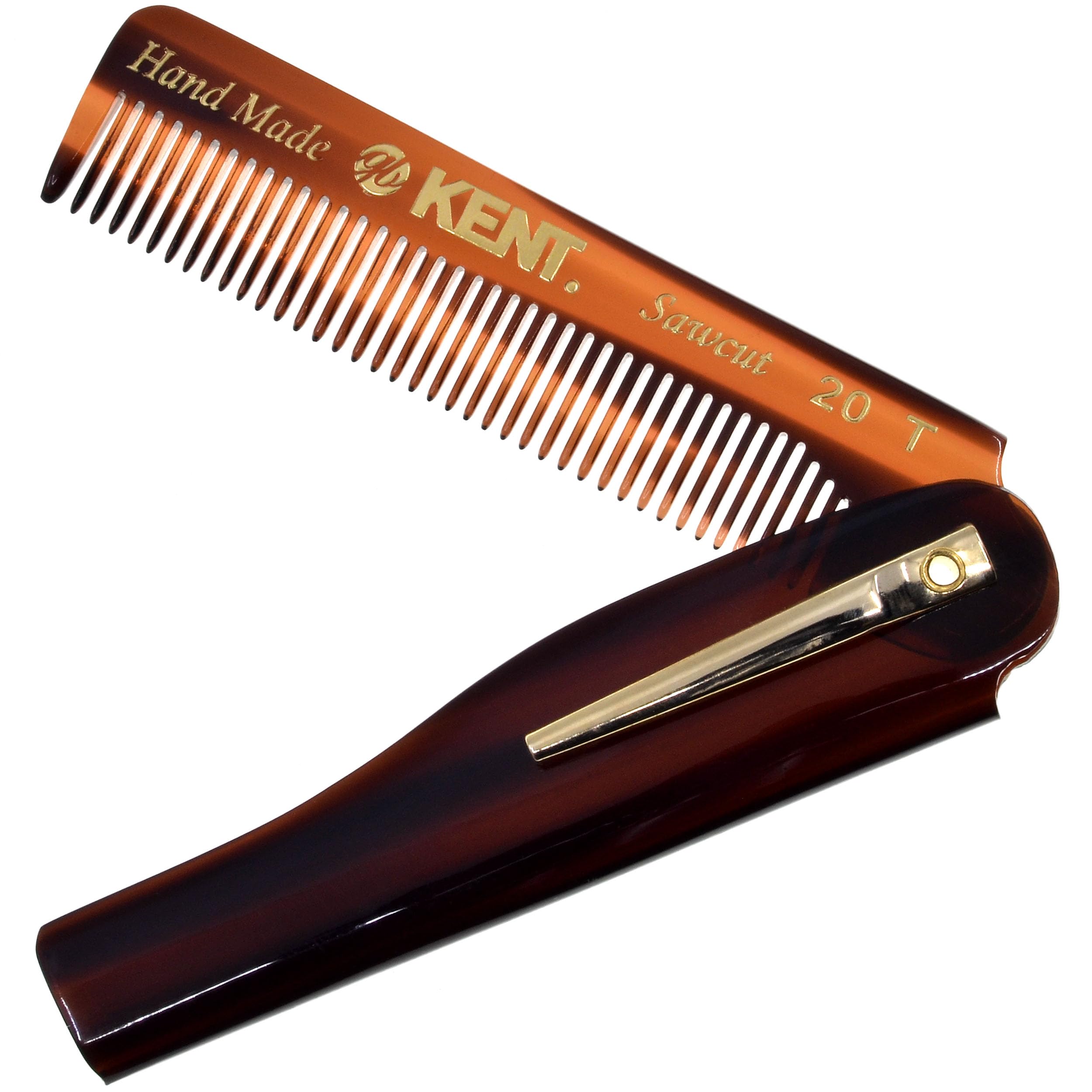 Kent 20T folding pocket comb open for on-the-go grooming
