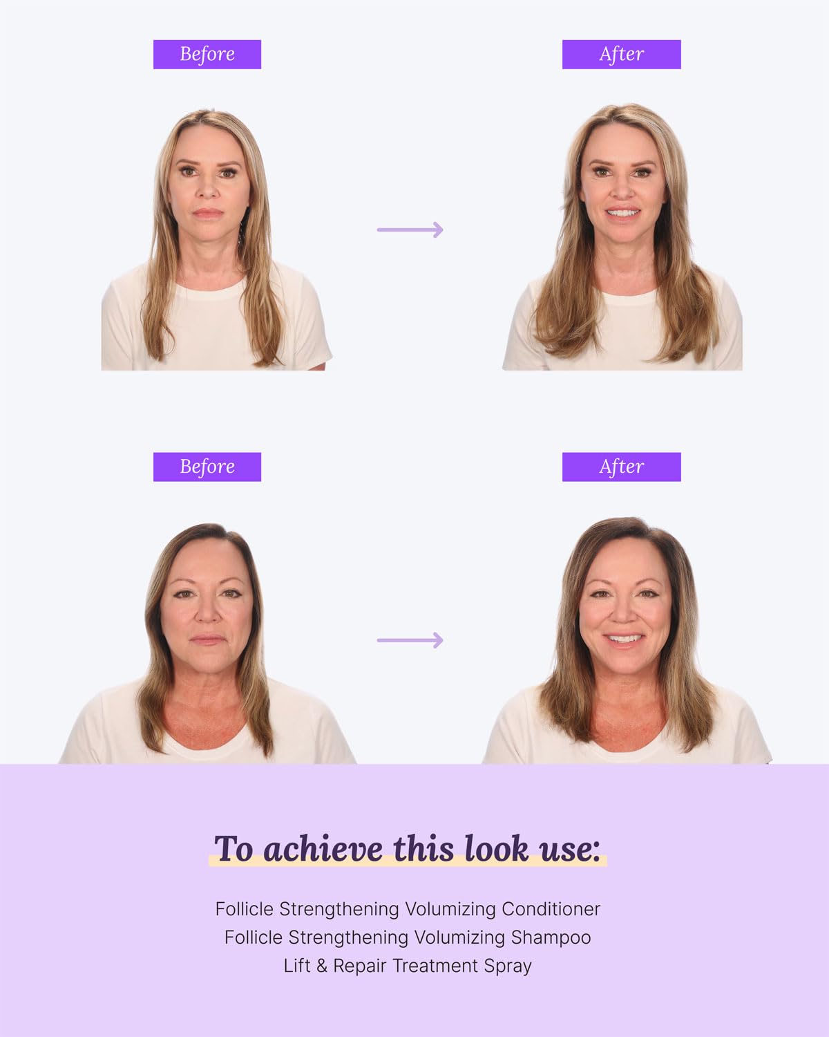 Keranique hair volumized after drying closeup shows natural lift