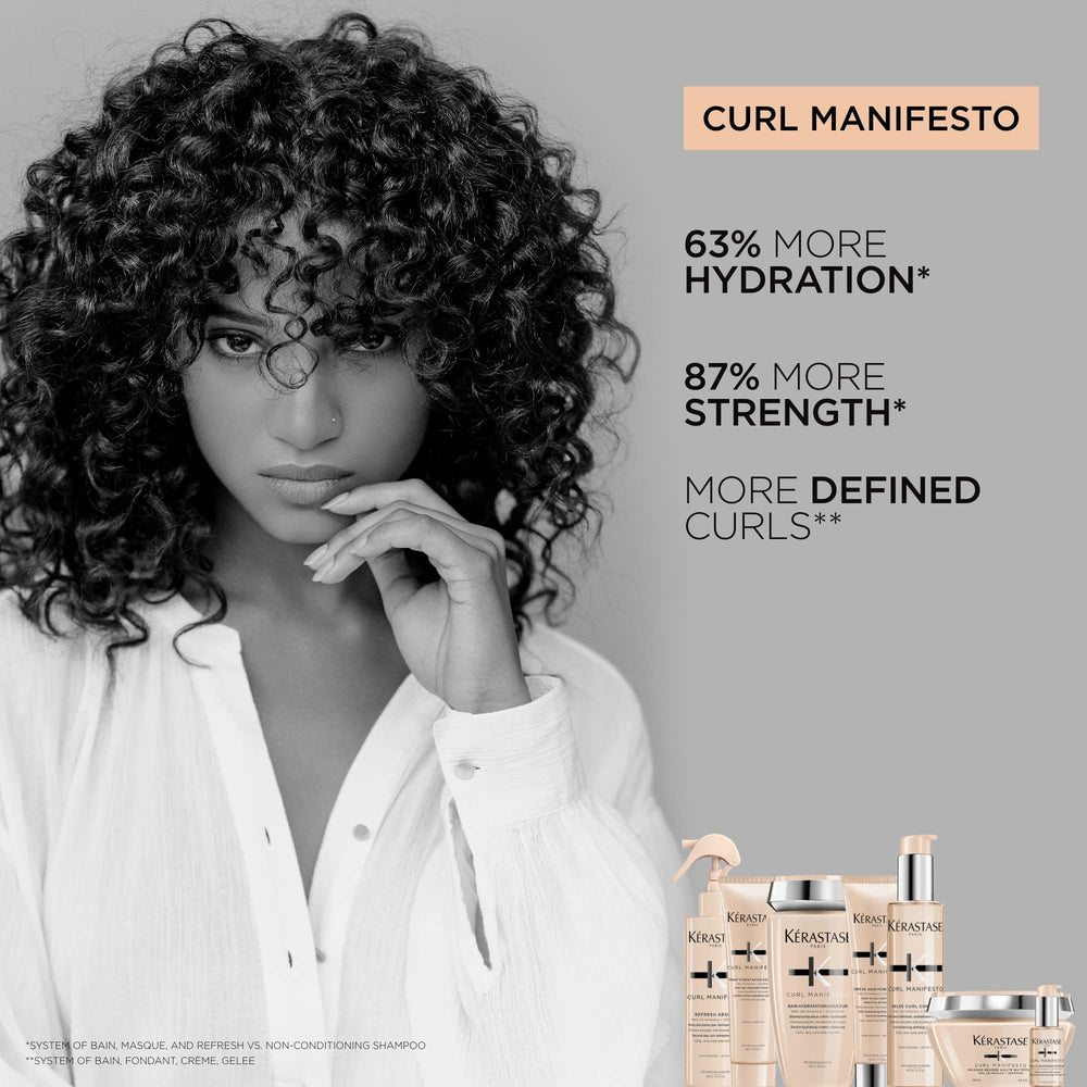 Protección de calor de Kerastase Curl Manifesto durante peinado con herramientas