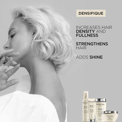 Kerastase Densifique Densité Acondicionador: etiqueta de producto muestra el tiempo de uso recomendado.