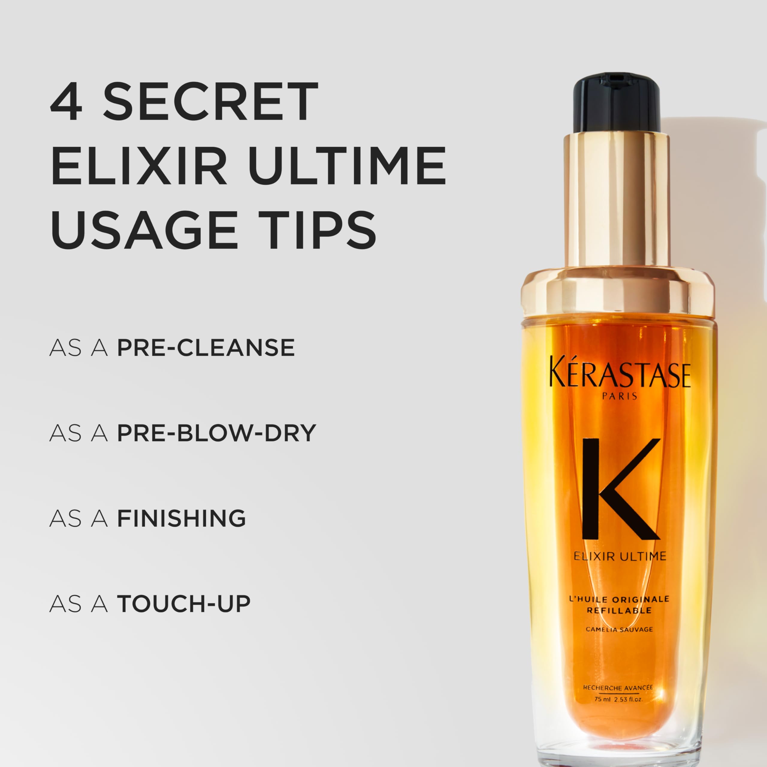 KÉRASTASE Elixir Ultime, envase de vidrio 30% reciclado para cuidado responsable