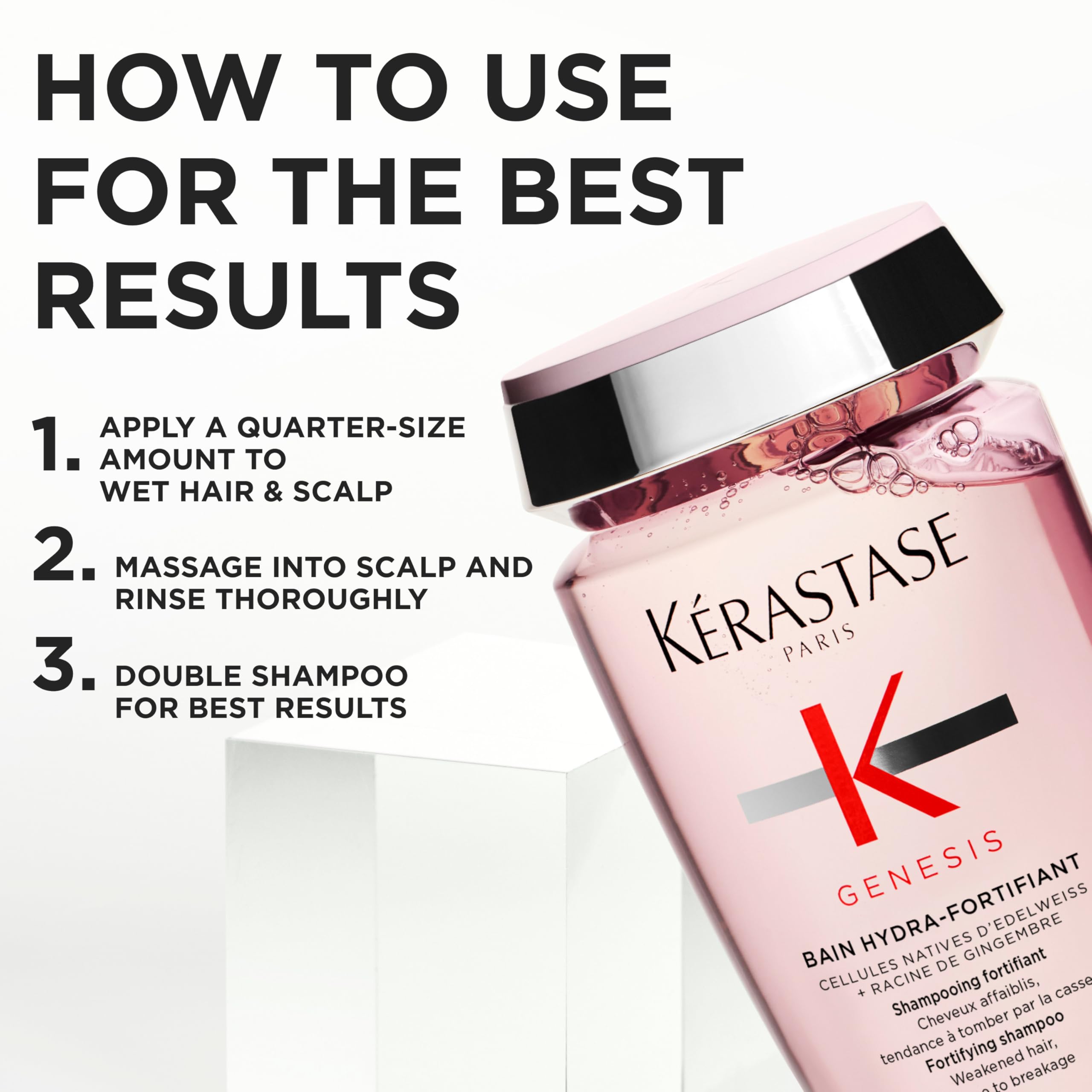 Kérastase Genesis Hydra-Fortifiant shampoo cabello más resistente y con menos quiebre.