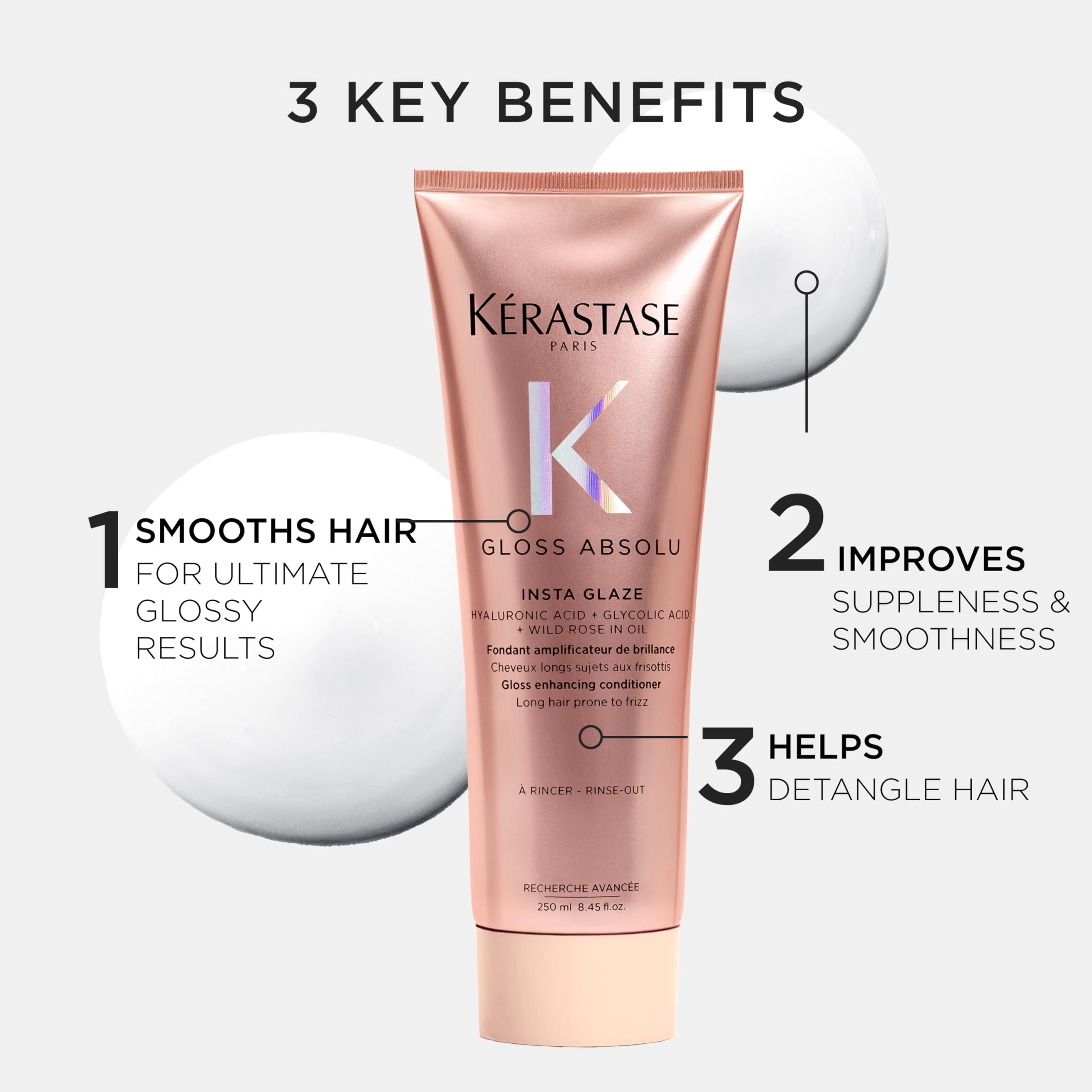 Gloss Absolu desenreda suavemente y mejora la manejabilidad del cabello.
