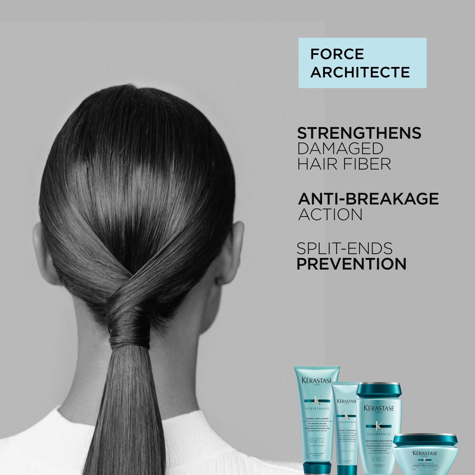 KÉRASTASE Résistance Force Architecte, aplicación en manos: masaje fácil para cabello dañado.