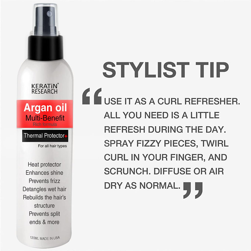 KERATIN RESEARCH protector térmico: secado rápido y peinado más sencillo.