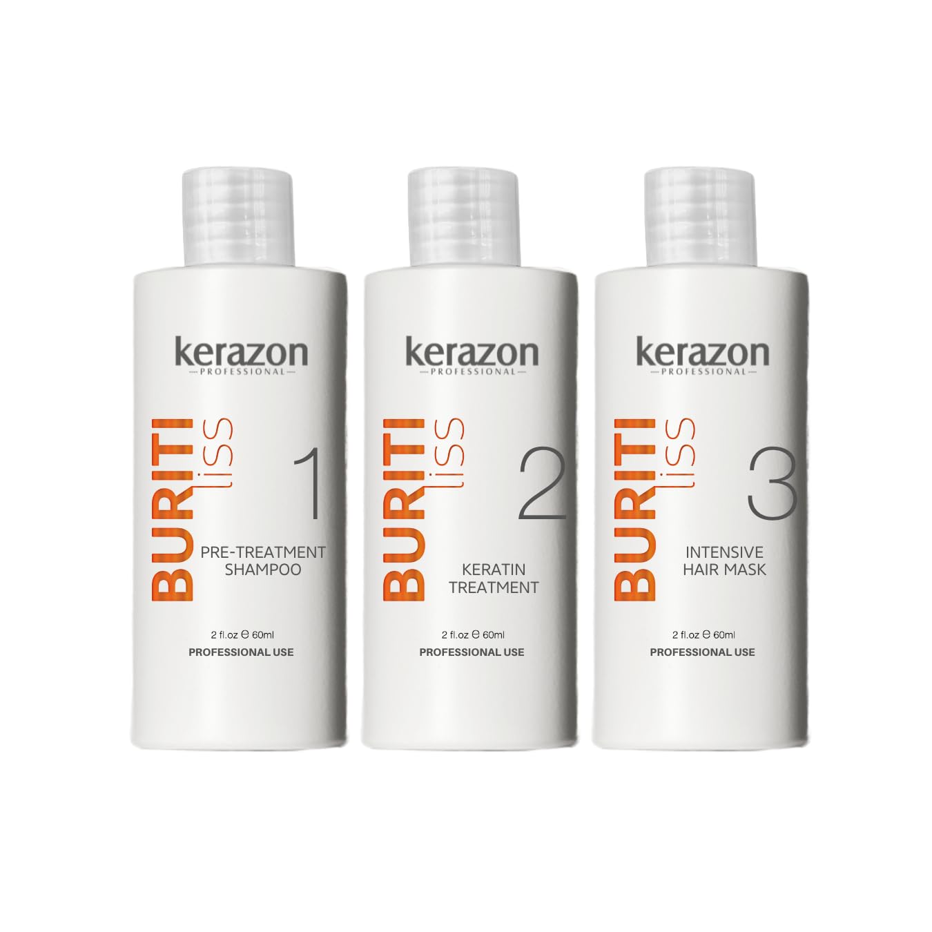 Kerazon Professional Buriti Liss kit: botella de 60 ml para tratamiento capilar en casa.