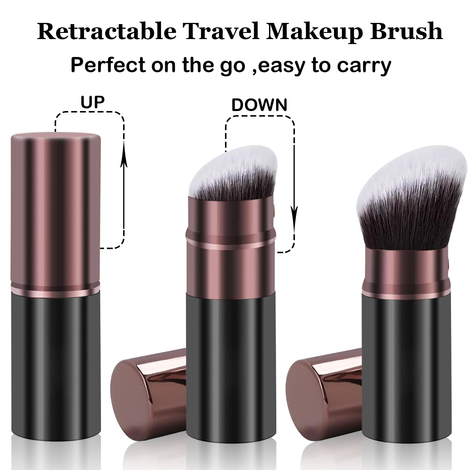 Keriloo Kabuki Retráctil, diseño compacto perfecto para viajes y bolsos.