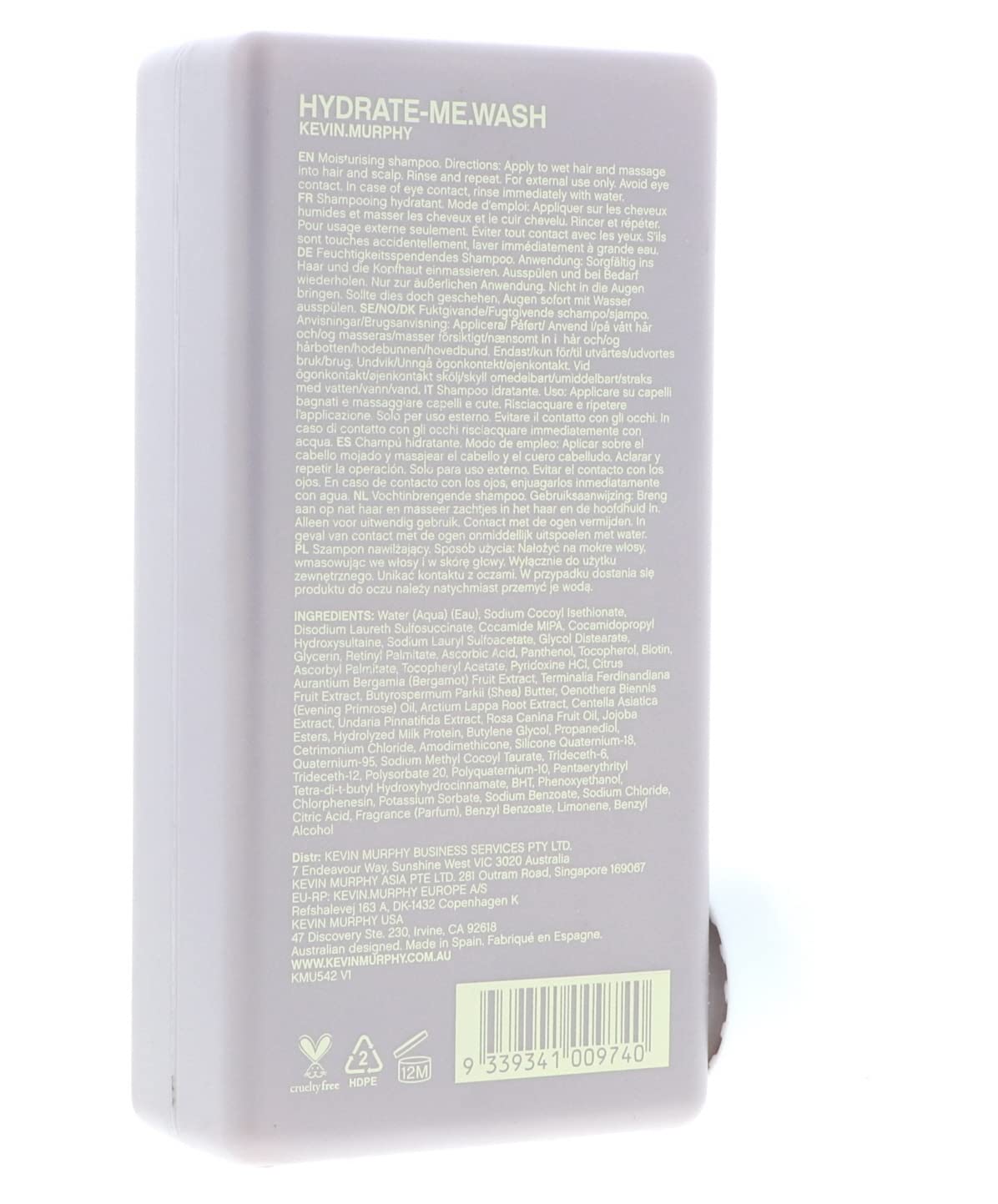 Kevin Murphy Hydrate Me Wash: antioxidantes que ayudan a mantener el brillo natural.