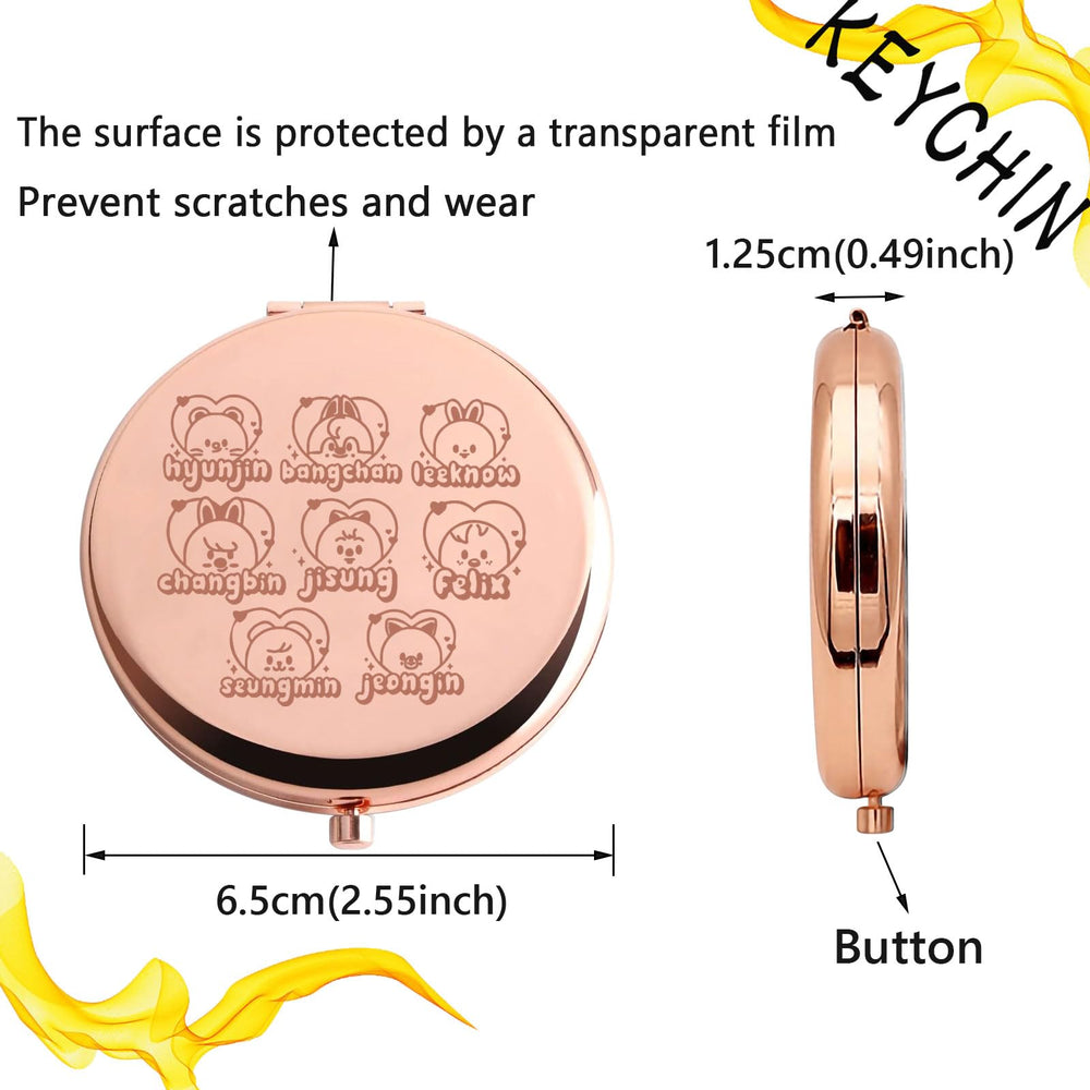Espejo de bolsillo KEYCHIN, diámetro 65 mm, ideal para bolso o clutch.