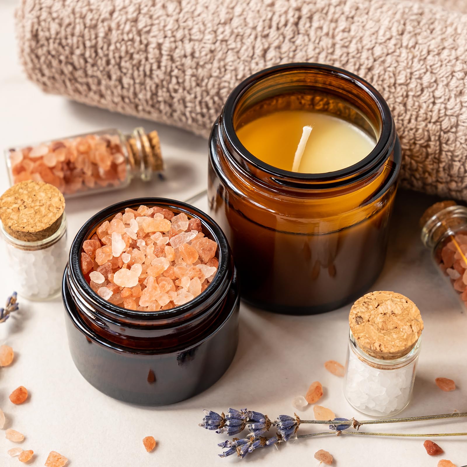 KEYWING kit de almacenamiento en vidrio ámbar, 24 piezas para cosméticos.