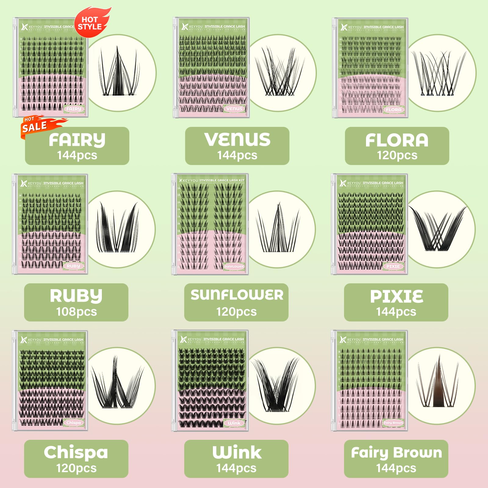 KEYYOU easy-application kit includes a brush for quick lash cluster placement at home.