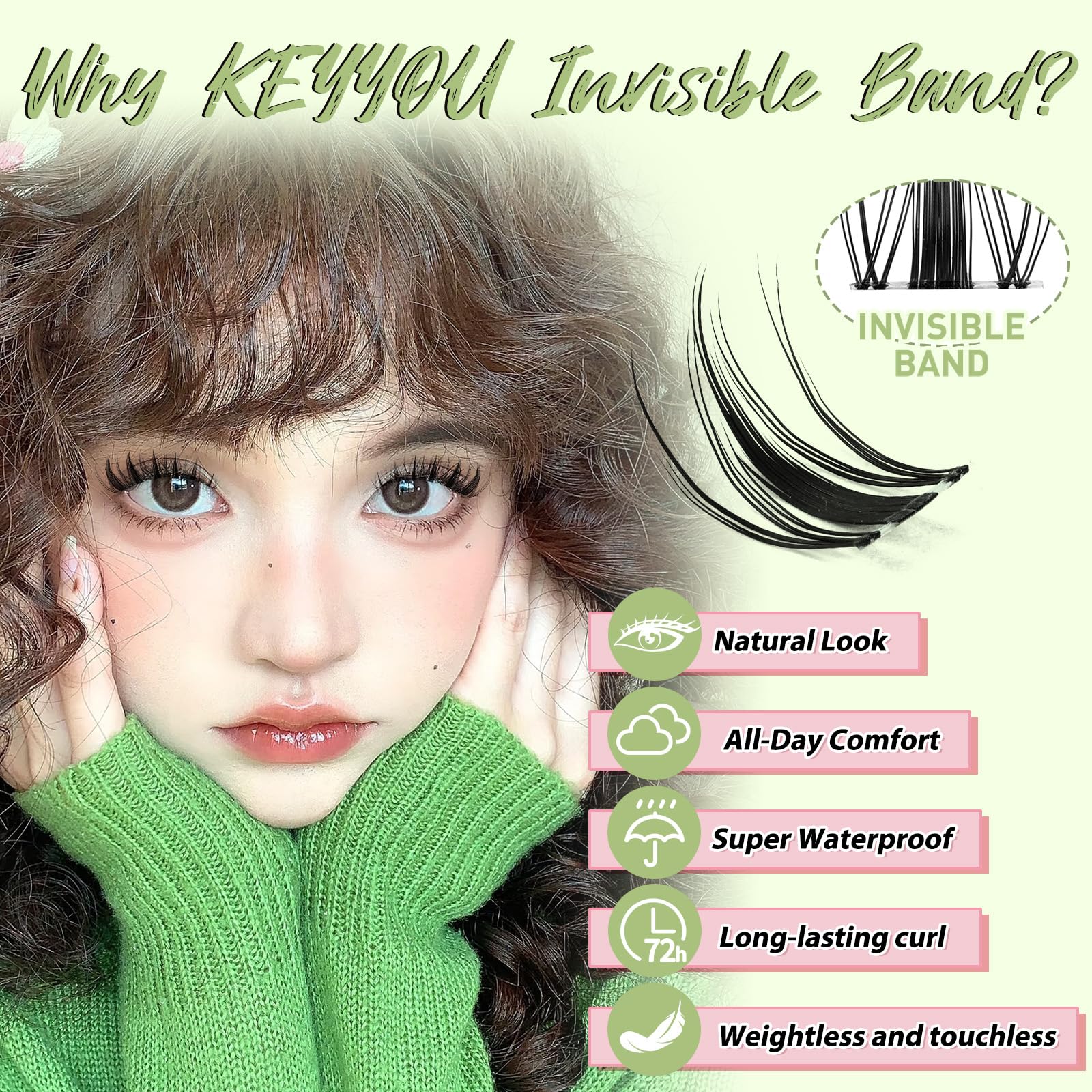 KEYYOU kit grappes cils féériques – colle fiable pour une tenue durable
