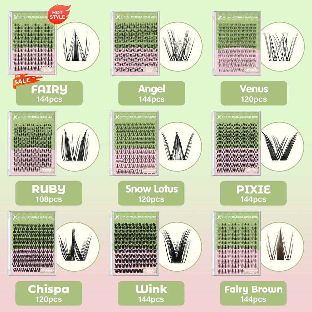 KEYYOU kit grappes cils féériques – remover huile doux pour retirer sans douleur