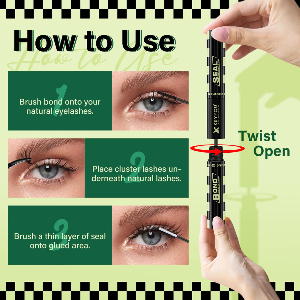 KEYYOU lash glue adhesion test on lash cluster for reliable binding