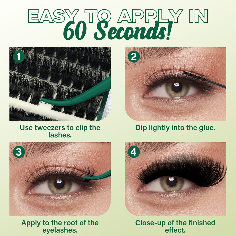 KEYYOU LASH clústeres acabado natural para un look sutil.