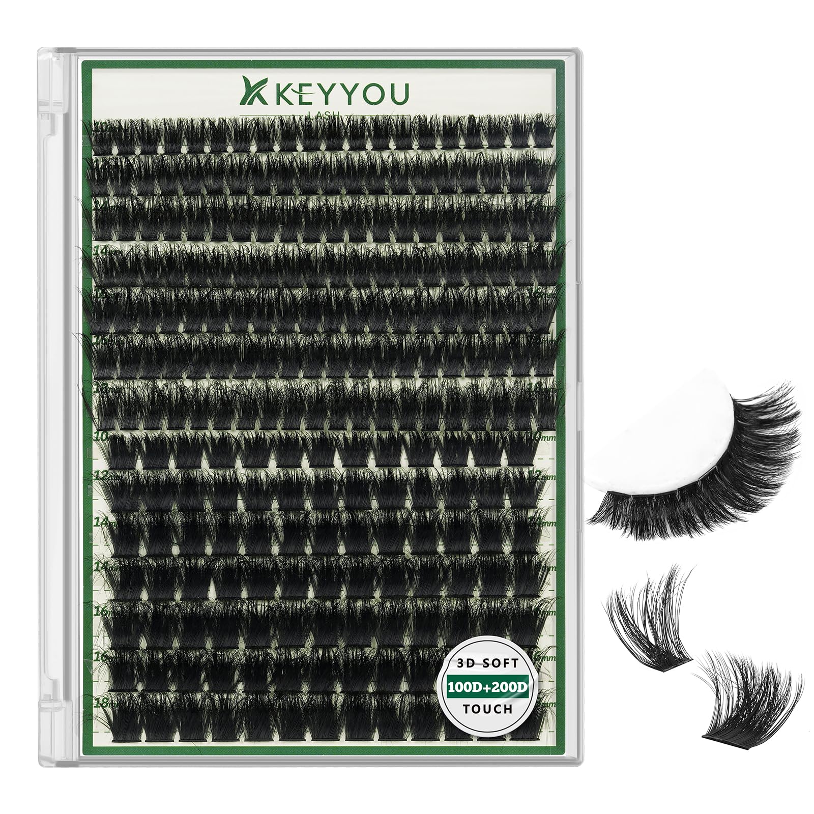 KEYYOU LASH clústeres: efecto 3D para volumen natural y definido.