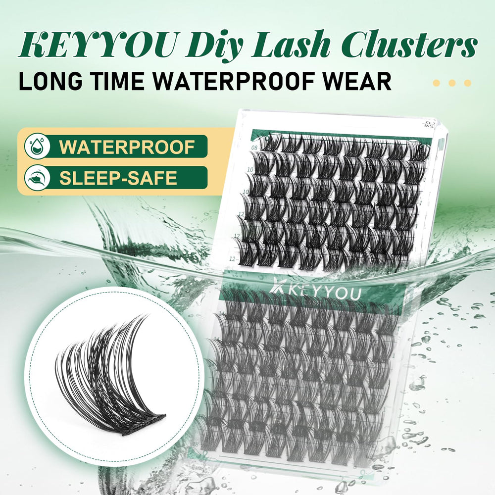 Keyyou Lash Clusters: primer plano de clústeres individuales para detalle natural