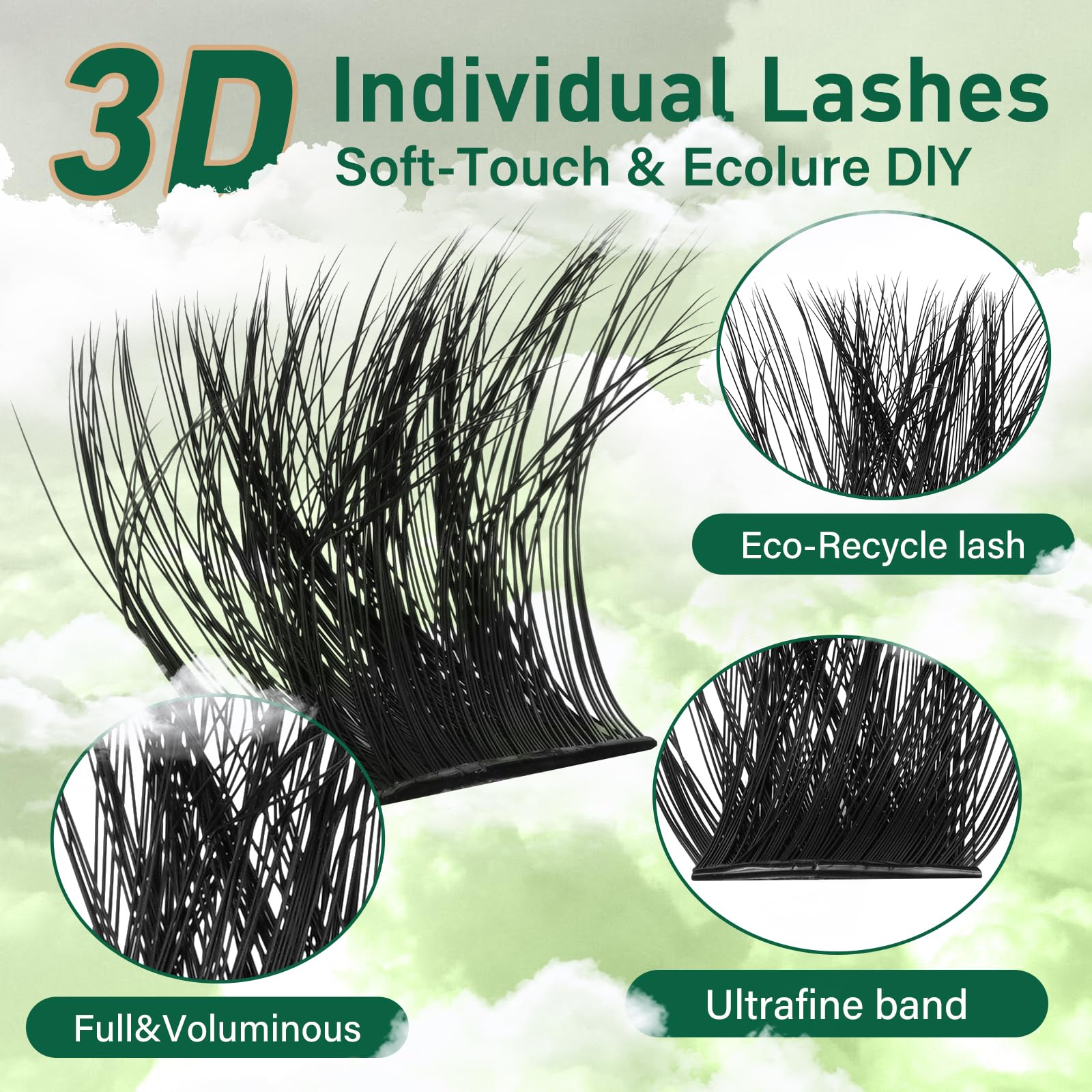 KEYYOU LASH clústeres suaves y ligeros para uso diario.
