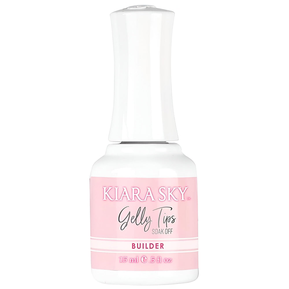 Kiara Sky gel de construcción, botella icónica, posible durabilidad de tres semanas.