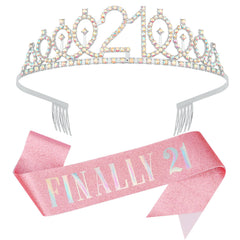KICOSY corona princesa 21, brillo deslumbrante para fiesta de cumpleaños.