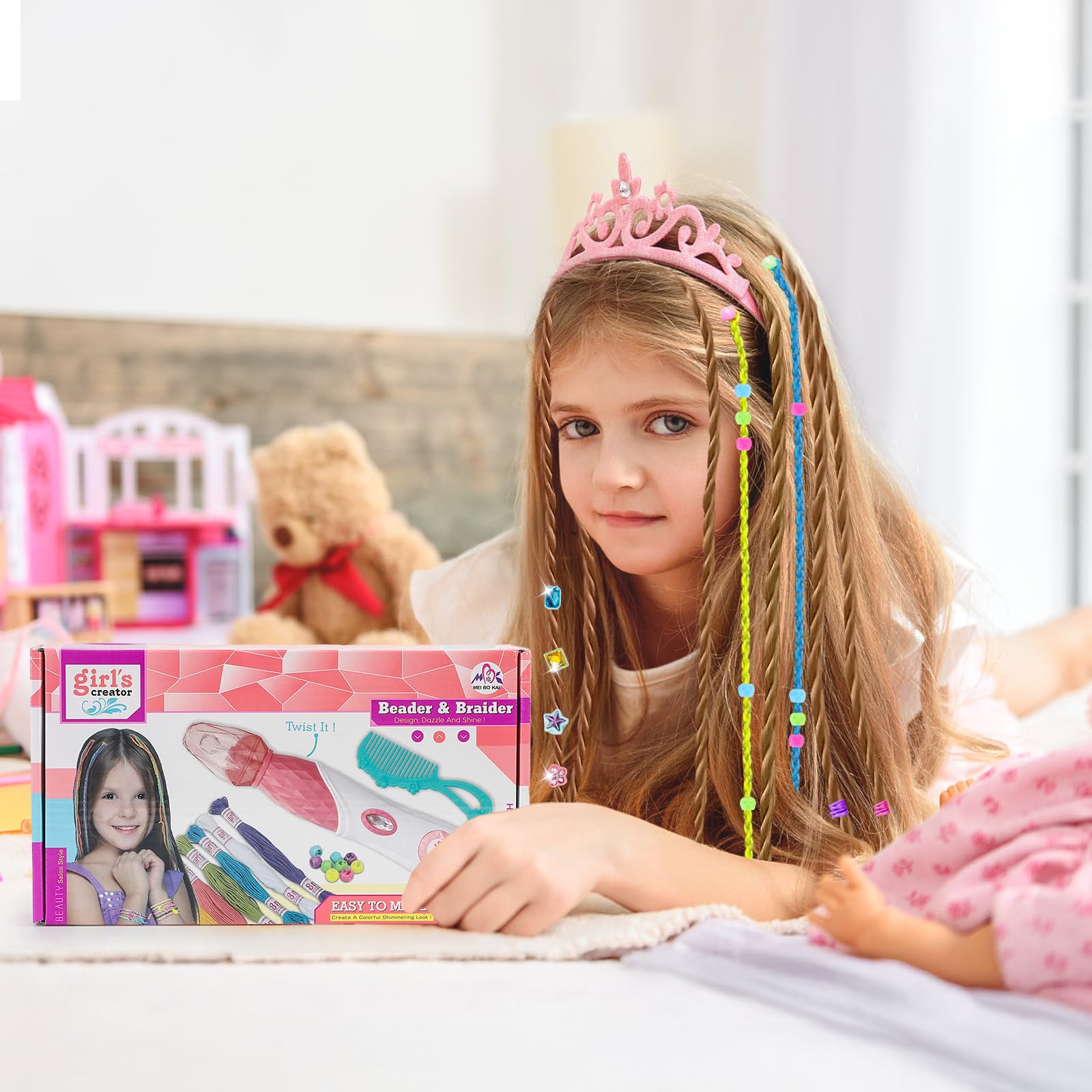 Kidzkube: torno de trenzas para cabello de niñas, fácil de usar.