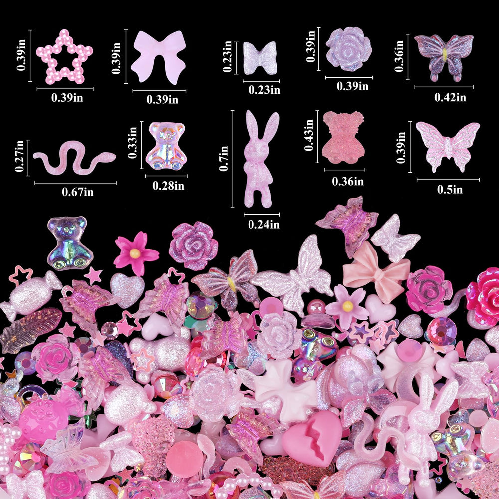 Kikonoke charms para uñas con flor, brillo duradero