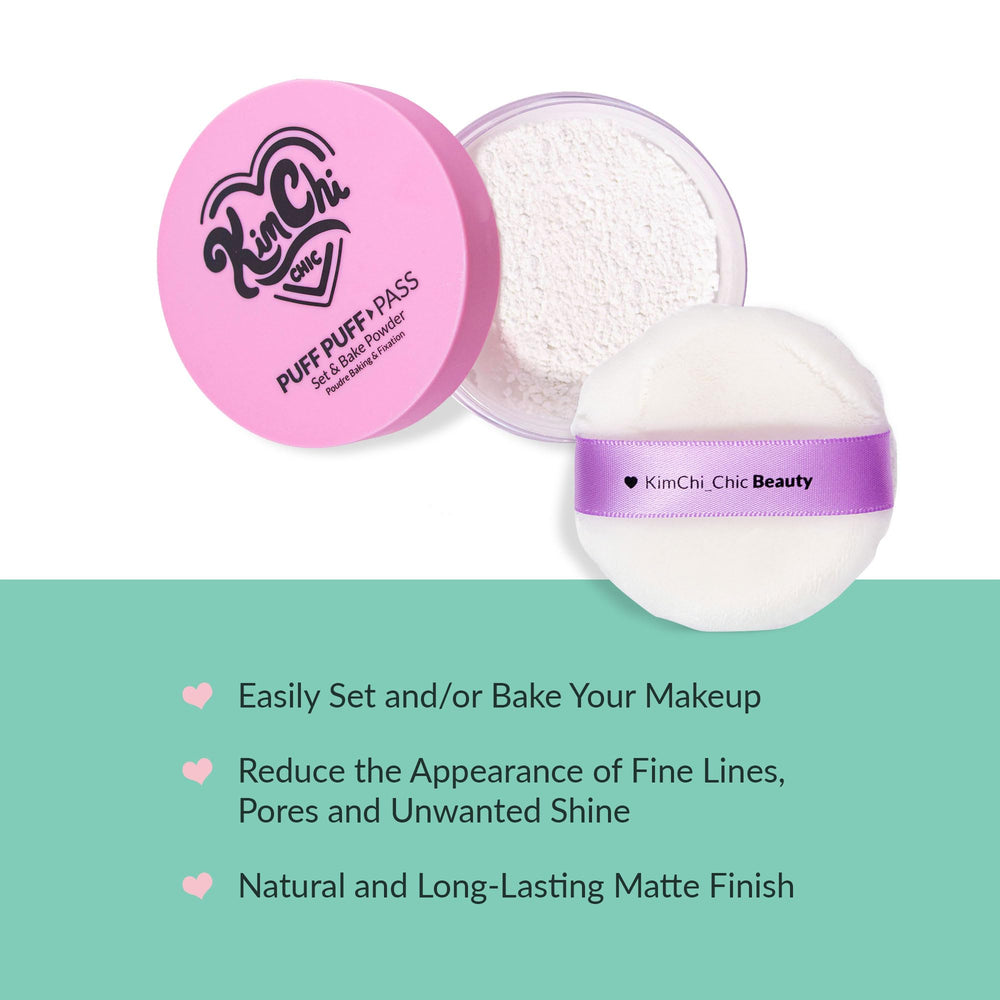 KimChiChic Puff Puff Pass: poudre libre ivoire-lavande, texture fine.
