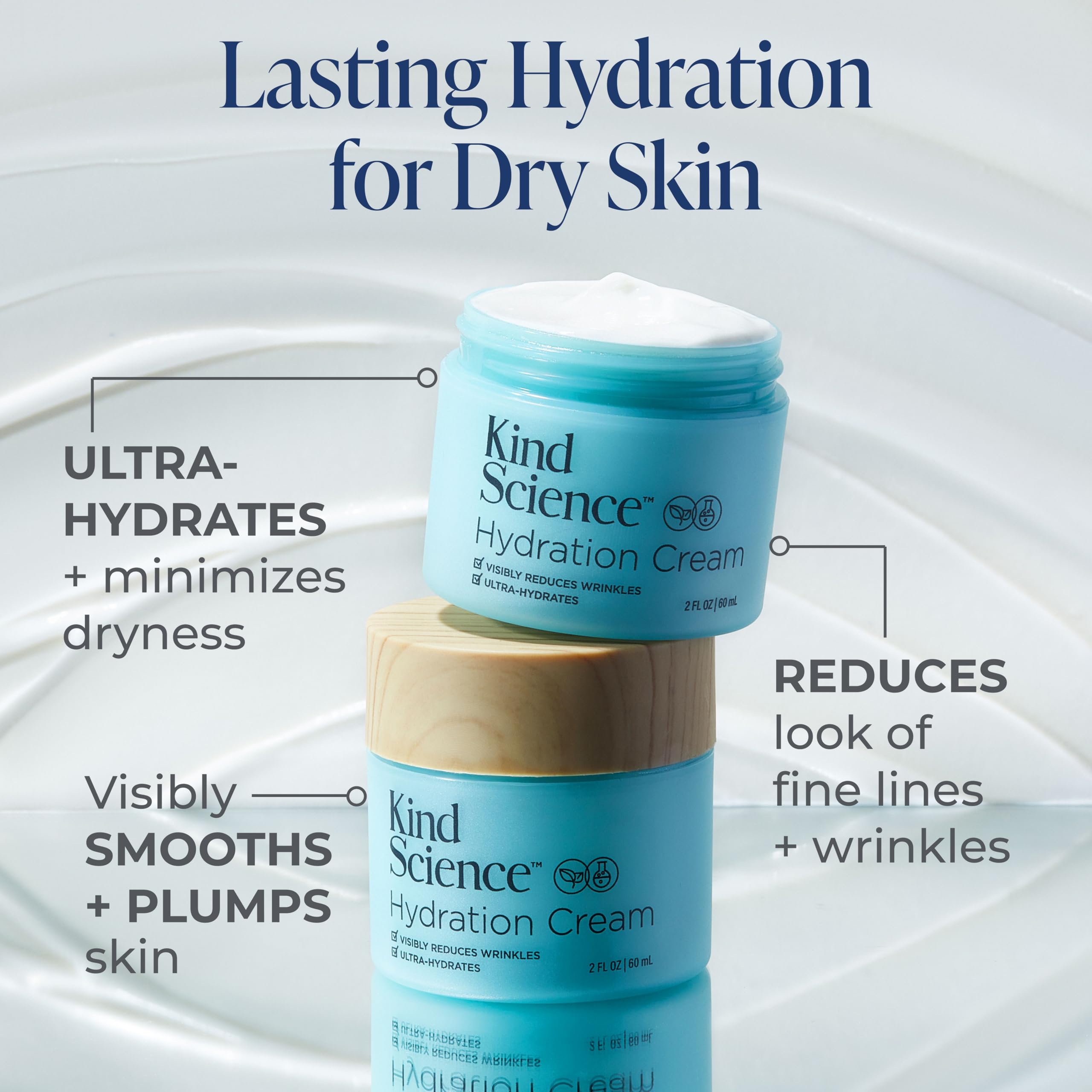 Kind Science - Crème d'hydratation, texture riche pour peau douce.