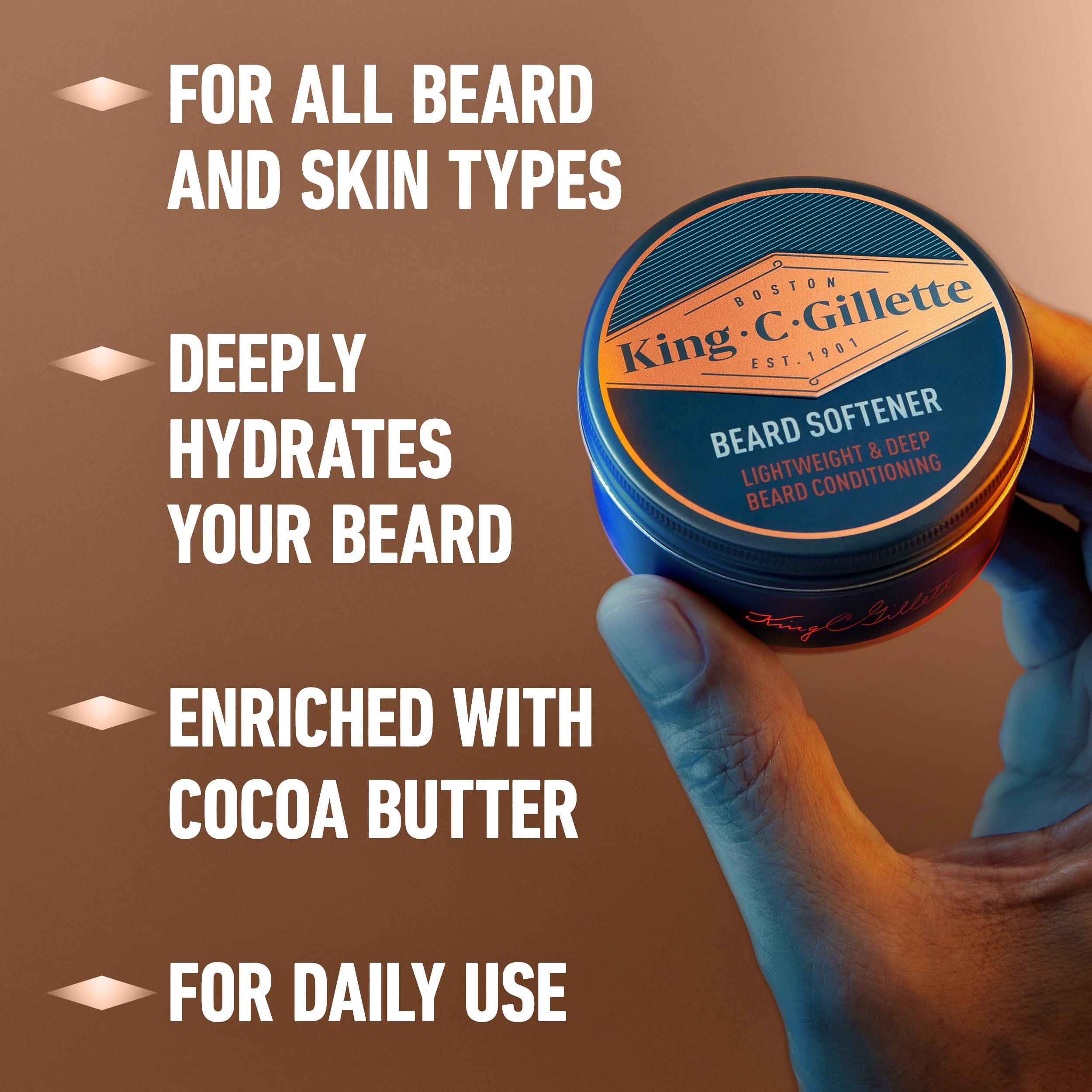 Ingrédients clés cacao, argan et karité pour nourrir la barbe.