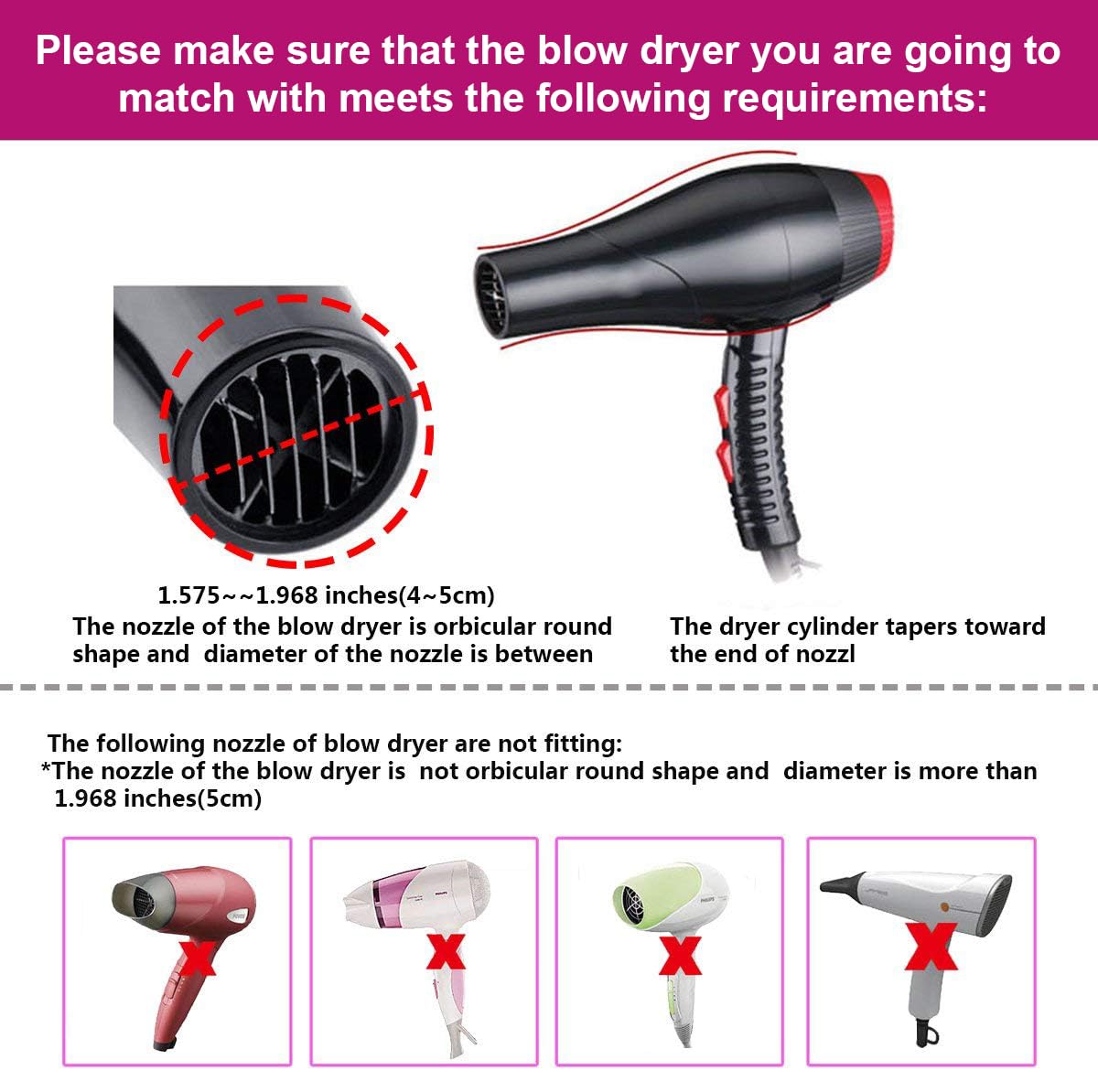 Difusor KingKam, compatible con boquillas 4-5 cm, rosa.