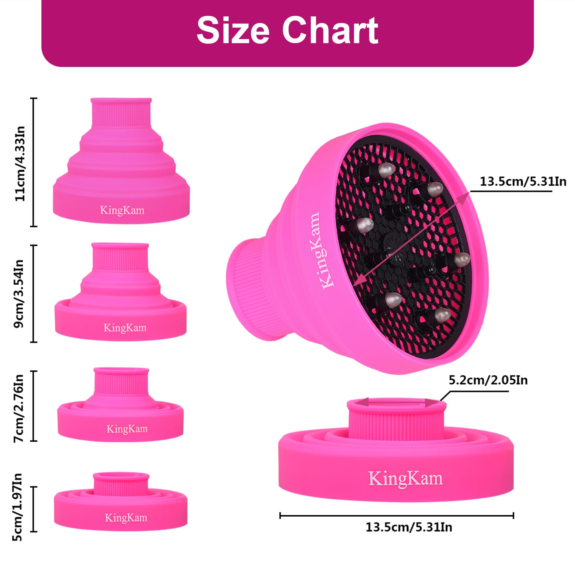KingKam difusor rosa protege el cabello durante el secado.