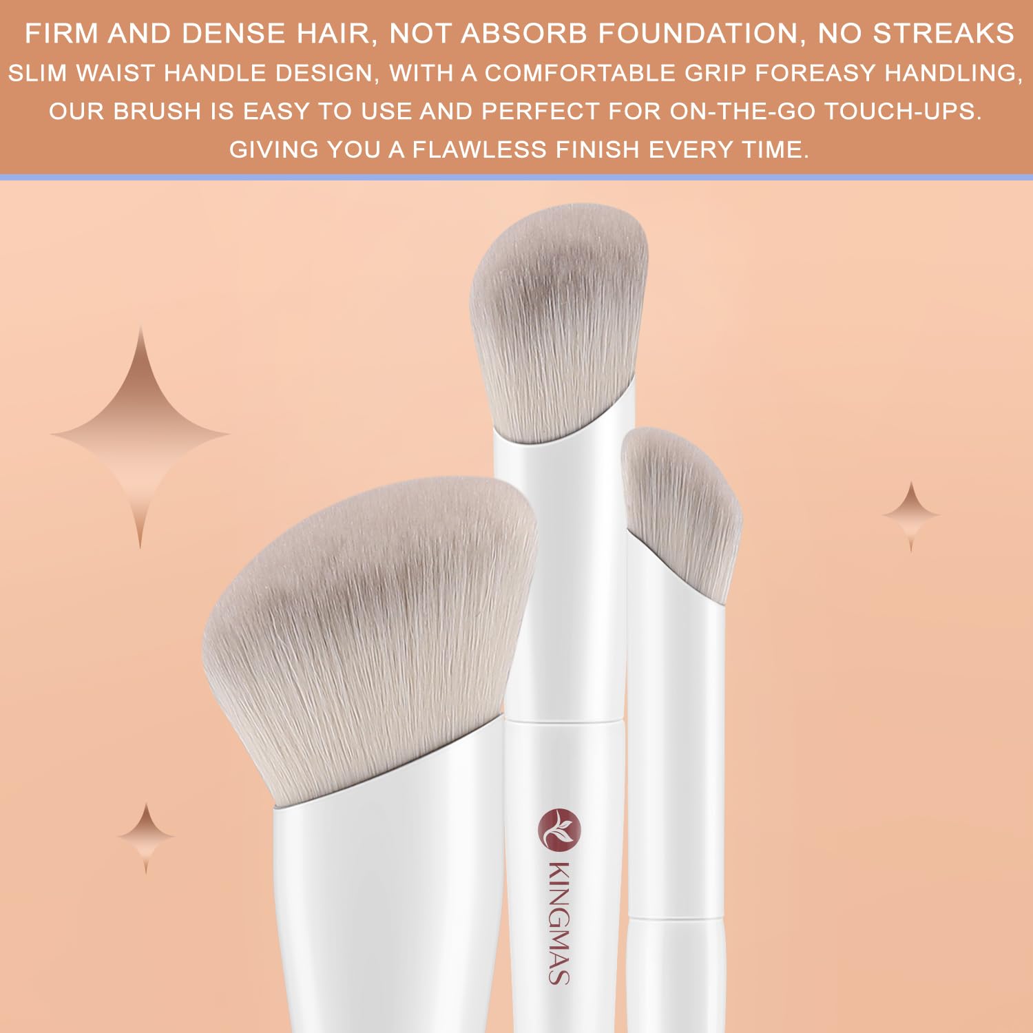 KINGMAS brocha corrector puntas densas, retienen producto sin absorber, ideal para bases líquidas.